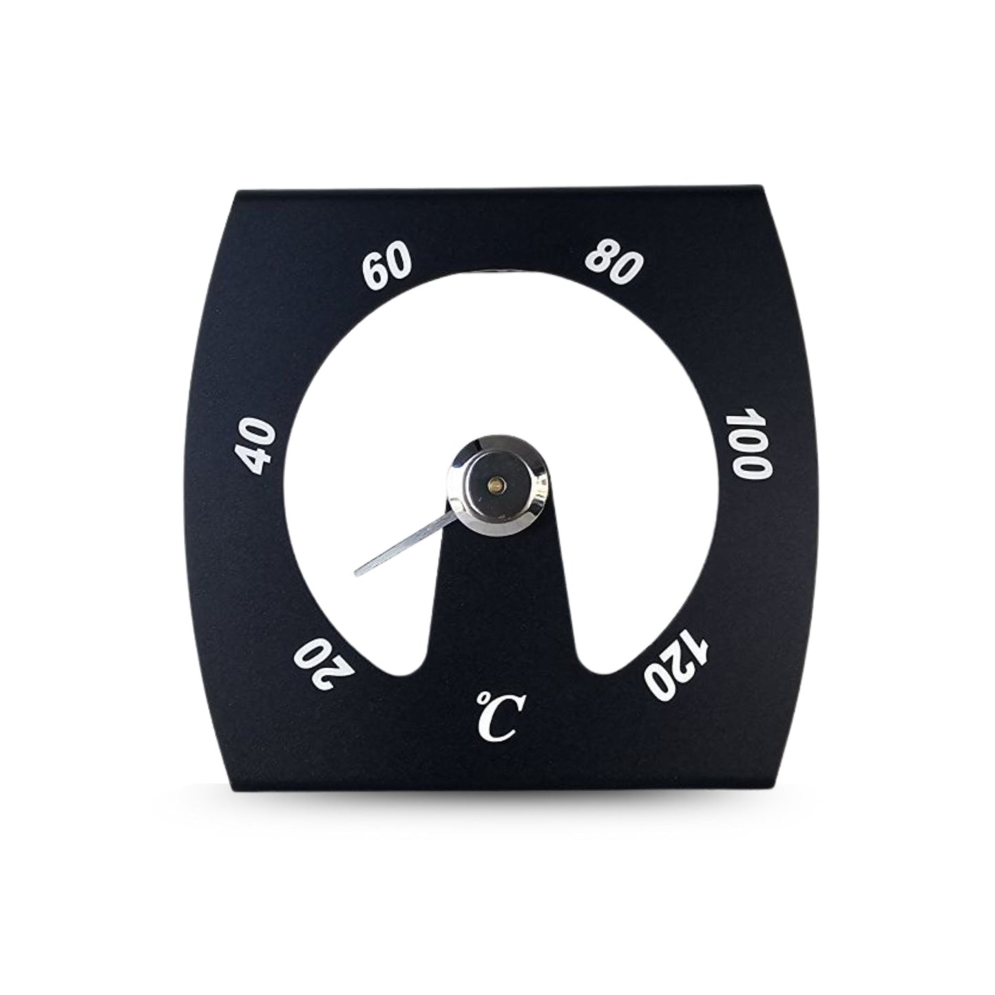 Black Sauna Thermometer Aluminium with Cut Out Centre