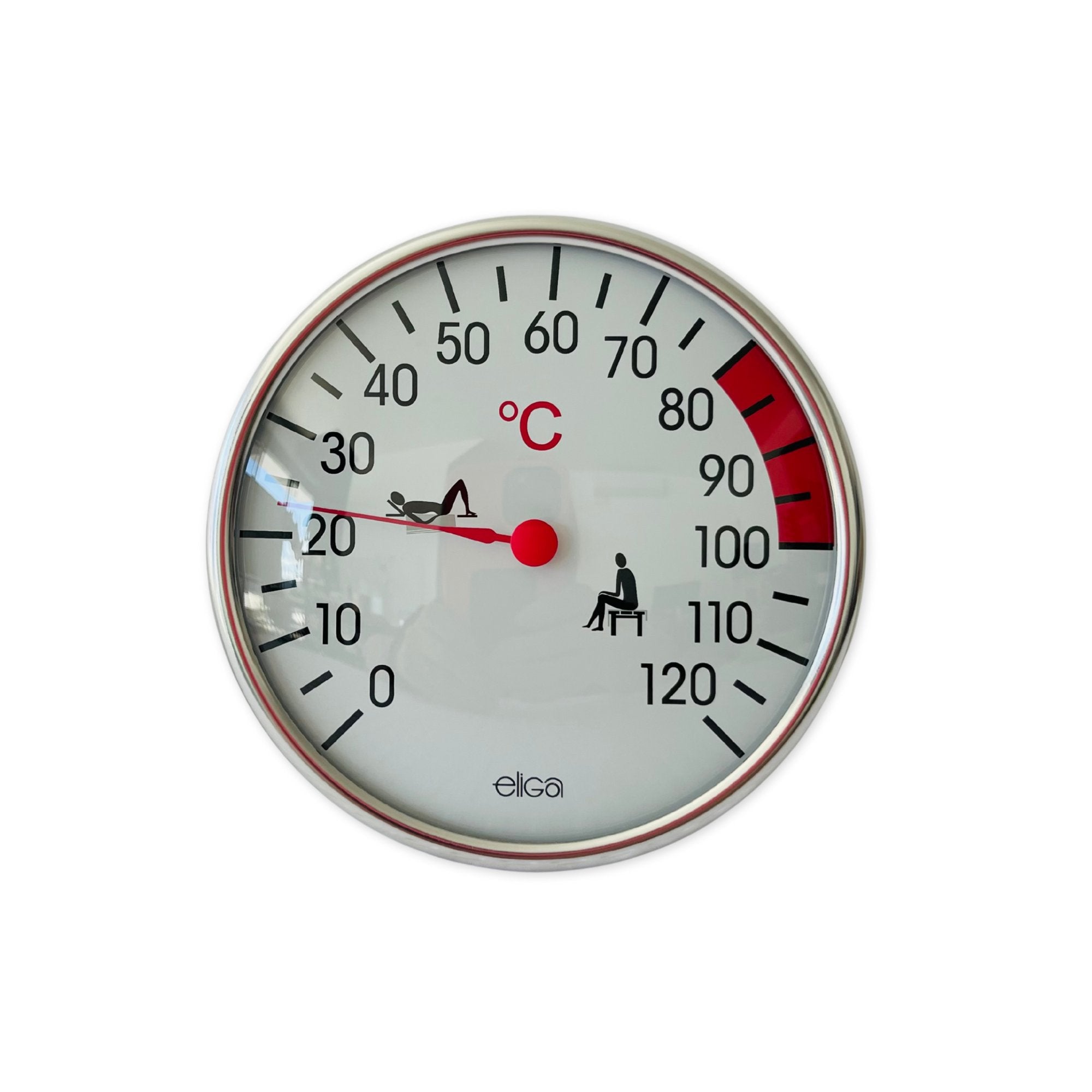 Sauna Thermometer Round Nickel 128mm