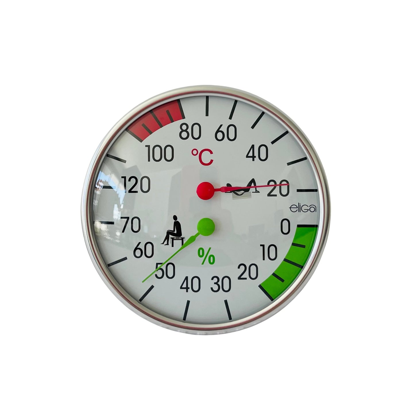 Sauna Thermo/Hygrometer Round Nickel 128mm